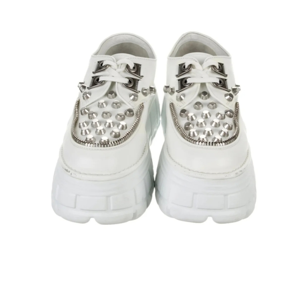 Miu Miu White Studded Platform Derby Shoes